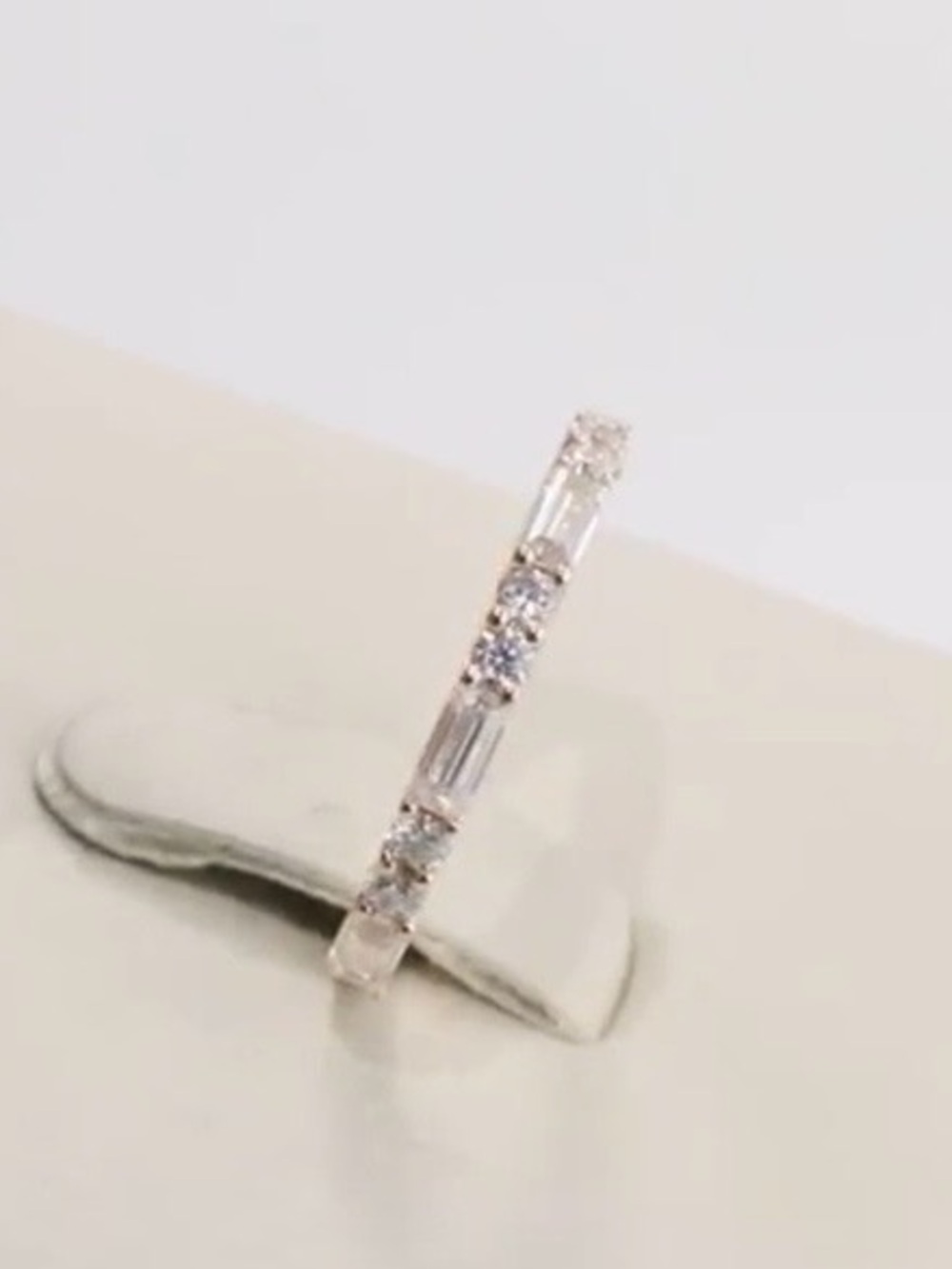 14K Yellow Gold Moissanite Baguette & Round Eternity Band